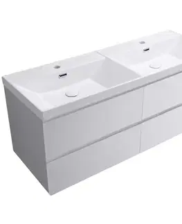 Kúpeľňový nábytok CERANO - Kúpeľňová skrinka Carole - keramické dvojumývadlo Viano - biela matná - 121,5x62,5x46,5 CER-091546
