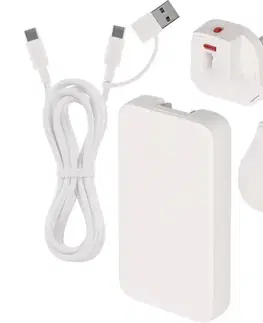 Predlžovacie káble  Cestovný adaptér s vymeniteľnými nástavcami USB GaN 100-250V V1TG65