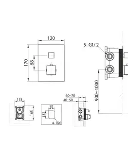 Kúpeľňové batérie SAPHO - Podomietková sprchová termostatická batéria, box, 3 výstupy, chróm 1102-33