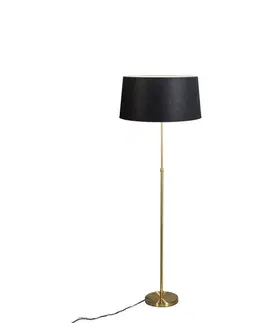 Stojace lampy Stojaca lampa zlatá/mosadz s čiernym tienidlom 45 cm nastaviteľná - Parte