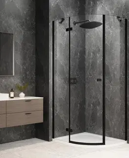 Sprchové dvere POLYSAN - GLOBE BLACK štvrťkruhová sprchová zástena 900x800, číre sklo, ľavá GB2980LB