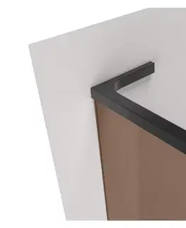 Sprchové dvere CERANO - Sprchová zástena Walk-in Onyx L-ľavá vzpera - 8 mm - čierna matná, bronzové sklo - 100x200 CER-687970