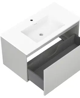 Kúpeľňový nábytok MEXEN/S - Orio kúpeľňová skrinka 90 cm s umývadlom Otis, 1 šuplík, šedá mat/biela mat 91A10-09047-1-BF62-W18M01