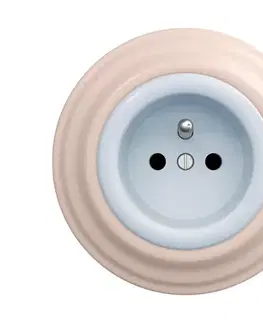 Predlžovacie káble Reblig - Retro domová zásuvka s rámčekom 230V modrá/staroružová RG0119+RG0024