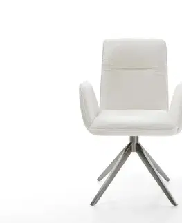 Jedálenské stoličky DELIFE Jedálenská stolička Vinja-Flex bouclé mäkký béžová krížová podstava široká grafitová 360° otočná s hojdacou funkciou