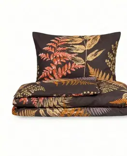 Obliečky Kvalitex Saténové povlečení Luxury CollectionKapradí hnědá, 140 x 200 cm, 70 x 90 cm, 140 x 200 cm, 70 x 90 cm