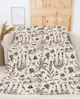 Deky MKLozkoviny.sk Deka mikroplyš Exclusive 150 × 200 cm – Herbár béžovej
