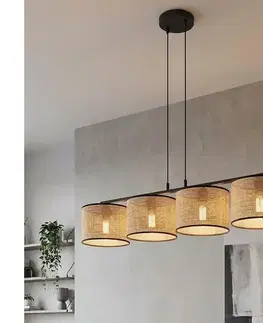 Svietidlá EMIBIG Luster na lankách ECO 4xE27/15W/230V béžová/ratan 1654/4