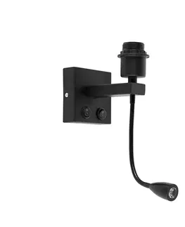 Lampy Moderná nástenná lampa čierna s flexibilným ramenom - Brescia Combi