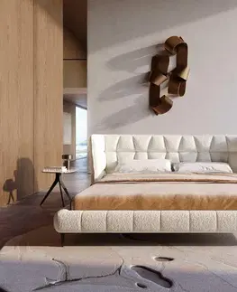 Čalúnené postele DELIFE Čalúnená posteľ Capujo 180x200 cm bouclé bielo-krémová