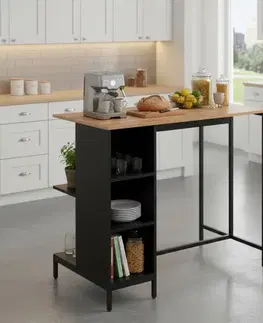 Kuchynské dolné skrinky KONDELA Figo kuchynyský ostrovček čierna / dub