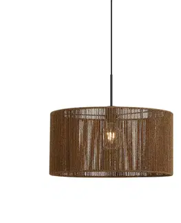 Závesné svietidlá Hanglamp zwart met bruine papieren touw kap 50/50/25 - Combi 1