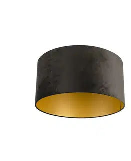 Tienidlo na lampu Zamatové tienidlo čierne 50/50/25 so zlatým interiérom