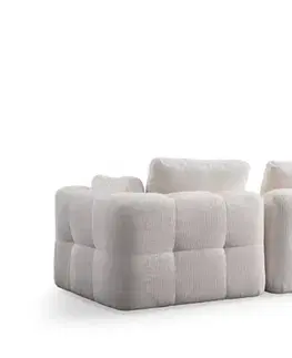 Sedacie súpravy Rohová sedacia súprava / Rohová pohovka Amaris 3 Seater With Pouffe - White