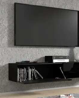 TV stolíky ArtBm Závesný TV stolík BINGO 180 cm | čierna - čierny lesk