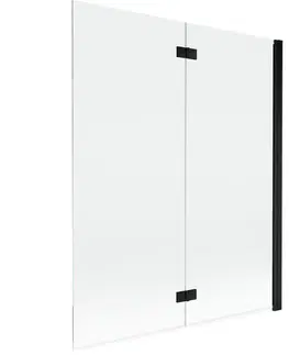 Sprchové dvere MEXEN - MIST vaňová zástena 140x150 cm 6mm 2-s, čierna, číra, pravá 8A9-140-002-70-00-P