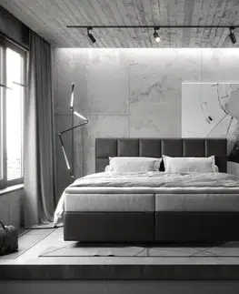 Postele Boxspring DELIFE Boxspring posteľ Dream-Fine 180x200 cm mikrovlákno antracitová vintage s vreckovou pružinovou matracou a visco topperom