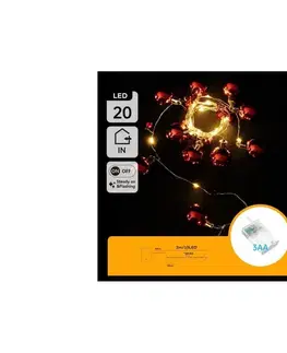 Vianočné dekorácie  B.V.  - LED  reťaz 20xLED/3xAA 2m teplá biela B103033XN