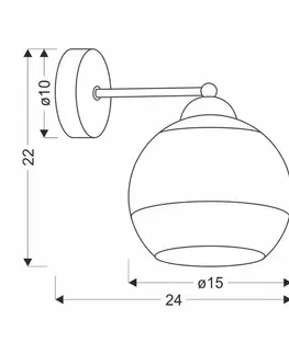 Nástenné svetlá Nástenná lampa Contessa čierna 1X40 E27 zlaté tienidlo