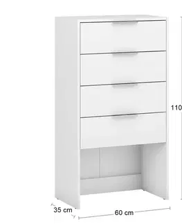 Komody NABBI Signes K4SA 600 zásuvková komoda biela