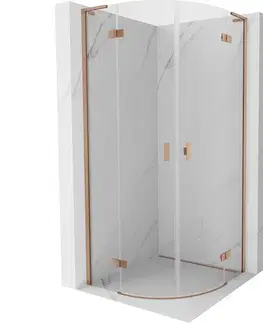 Sprchovacie kúty MEXEN/S - Mist L sprchový kút štvrťkruh, krídlové 100 x 100, transparent, meď kartáčovaná 8A33L-100-100-65-00