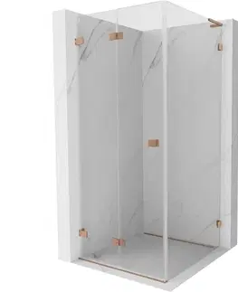 Sprchovacie kúty MEXEN/S - Lunar-F L sprchový kút skladacie dvere ľavá 90 x 90, transparent, meď kartáčovaná 836L-090-090-65-00-L