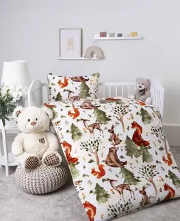 Detské obliečky MKLozkoviny.sk Obliečky mikroplyš do postieľky Exclusive - Lesné zvieratká - 100 × 135 cm - 40 x 60 cm