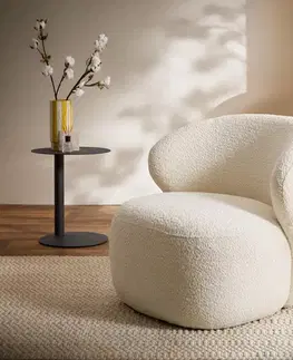 Lounge kreslá DELIFE Lounge kreslo Pulo 80x80 cm bouclé biela