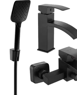 Kúpeľňové batérie MEXEN/S - Libra R62 Set umývadlovej a vaňovej batérie s príslušenstvom, čierna 745103R62-70