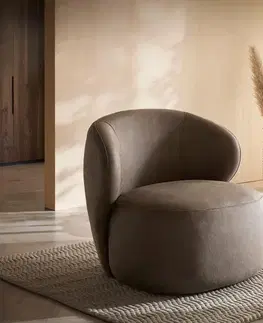 Lounge kreslá DELIFE Lounge kreslo Pulo 80x80 cm mikrovlákno taupe vintage
