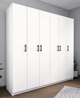 Šatníkové skrine CLASSIE 6 dverová šatníková skriňa, biela