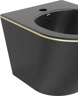 Doplnky do kúpeľne MEXEN - Lena bidet závesný, čierna mat/zlatá linka 35224875