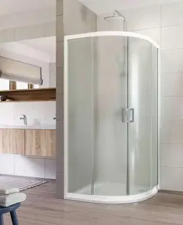 Sprchovacie kúty Mereo Sprchovací kút, Lima, štvrťkruh, R 550, zasúvací, 90x90 cm, biely ALU, sklo Point CK608B02K