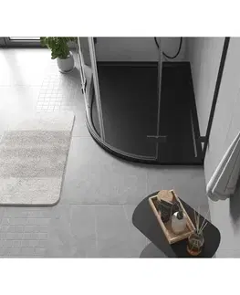 Vane MEXEN - Flow Sprchová vanička štvrťkruh asymetrická slim ľavá 90 x 80, čierna mat 46Q708090L