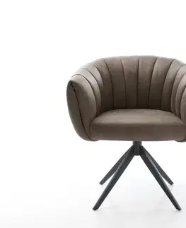 Jedálenské stoličky DELIFE Jedálenská stolička Jada-Flex mikrovlákno taupe vintage krížová podstava široká čierna 360° otočná hojdacia funkcia vrecková pružina