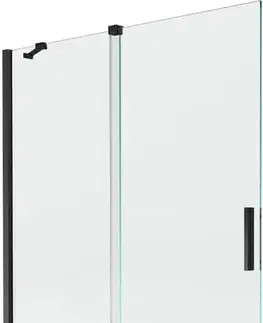 Sprchové dvere MEXEN/S - Velar Dvojkrídlová posuvná vaňová zástena 130 x 150, transparent, čierna 896-130-000-01-70