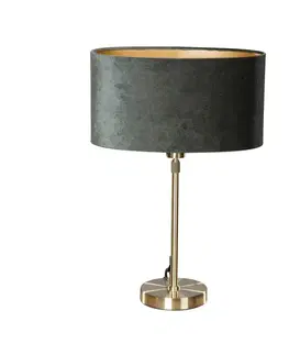 Stolné lampy Stolová lampa zlatá s oválnym zamatovým tienidlom zelená 35 cm - Parte