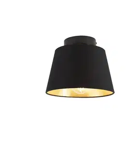 Stropné osvetlenie Stropné svietidlo s bavlneným tienidlom čierne so zlatom 20 cm - Combi Black
