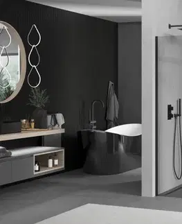 Sprchové dvere MEXEN/S - Kioto Sprchová zástena WALK-IN 110 x 110, transparent, čierna 800-110-202-70-00-110