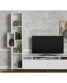 Konferenčné stolíky Televízny stolík s knižnicou Tulip White