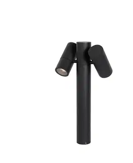 Zahradne stlpove lampy Stojaca vonkajšia lampa čierna 50 cm 2-svetlá nastaviteľná - Duo