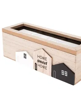 Príslušenstvo pre prípravu čaju a kávy Drevený box na čajové vrecká Home town, 23 x 8 x 8 cm