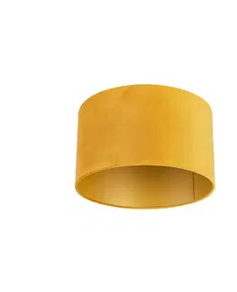 Tienidlo na lampu Zamatové tienidlo žlté 35/35/20 so zlatým interiérom