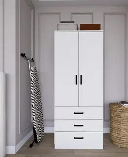 Šatníkové skrine MEDIUM šatníková skriňa so šuplíkmi, biela