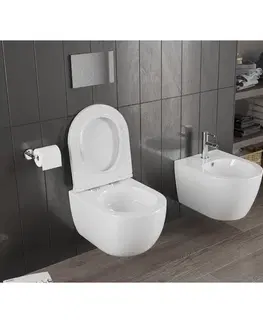 Záchody MEXEN/S - Carmen Závesná WC misa Rimless Tornado vrátane sedátka s slow slim, duroplast, biela lesk 30880500T