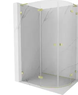Sprchovacie kúty MEXEN/S - Lunar L sprchový kút štvrťkruh krídlový ľavá 100 x 90, transparent, zlato kartáčovaná 833L-100L-090P-55-00