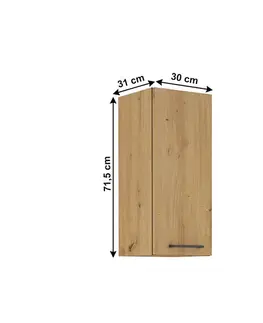 Kuchynské horné skrinky KONDELA Monro 30 G-72 1F horná kuchynská skrinka dub artisan