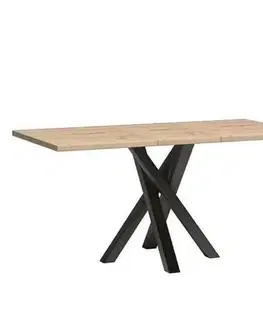 Jedálenské stoly KONDELA Koli 120/160 rozkladací jedálenský stôl dub artisan / čierna