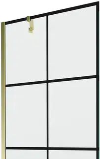 Sprchové dvere MEXEN/S - Next vaňová zástena FIX 80x150, čierny dekor, zlato 895-080-000-00-77-50