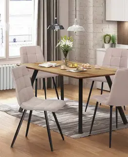 Jedálenské sety Jedálenský stôl 140x80 BERGEN dub + 4 stoličky BERGEN béžová